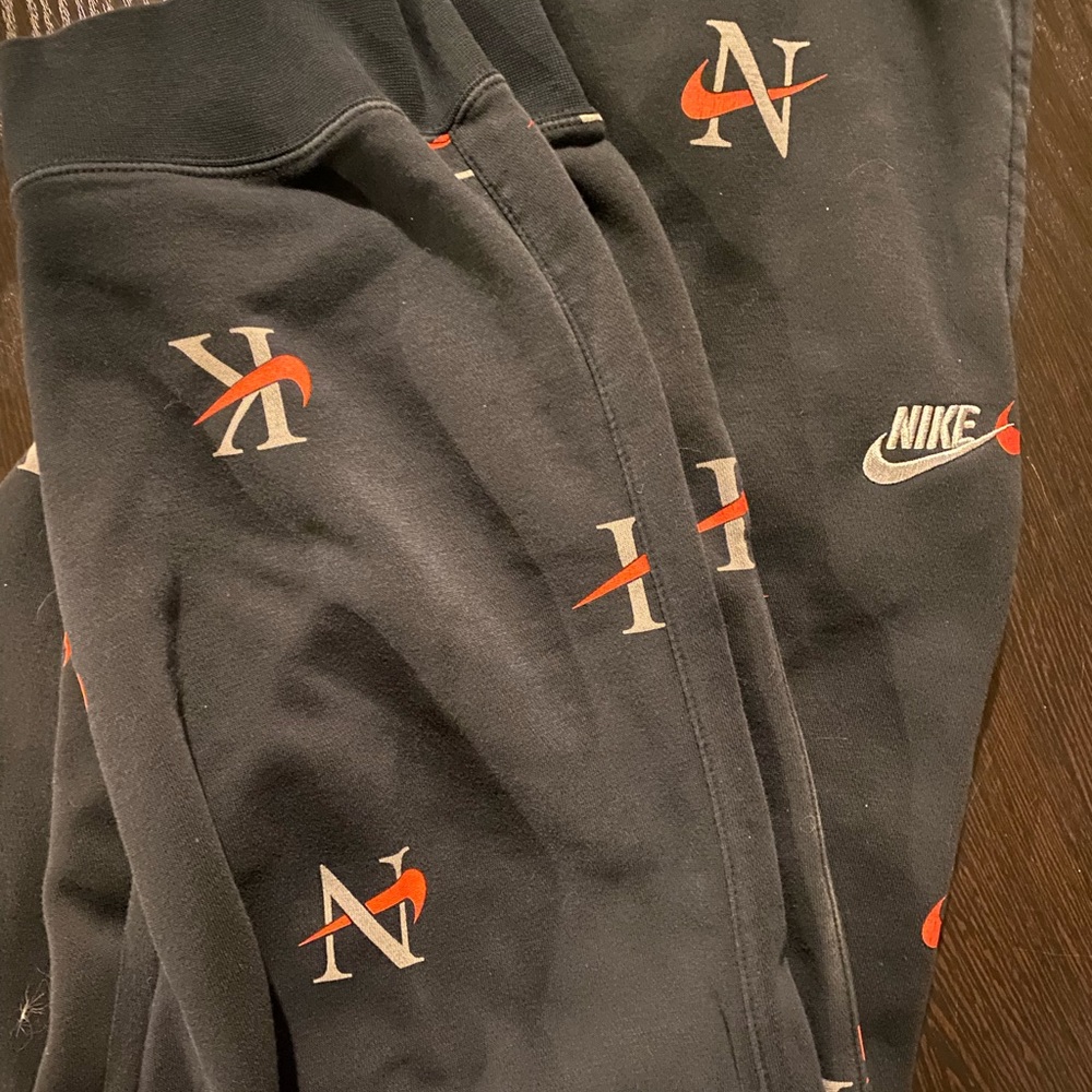 Nike Allover “NK” Logo Joggers – Black/Red/Gray (Size 4XL)